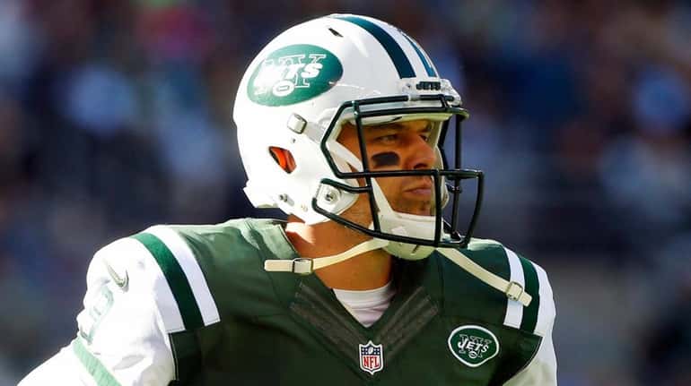 Bryce Petty #9 of the New York Jets looks on...