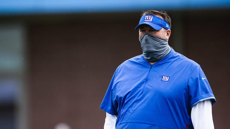 Bret Bielema at Giants training camp on Aug. 13.