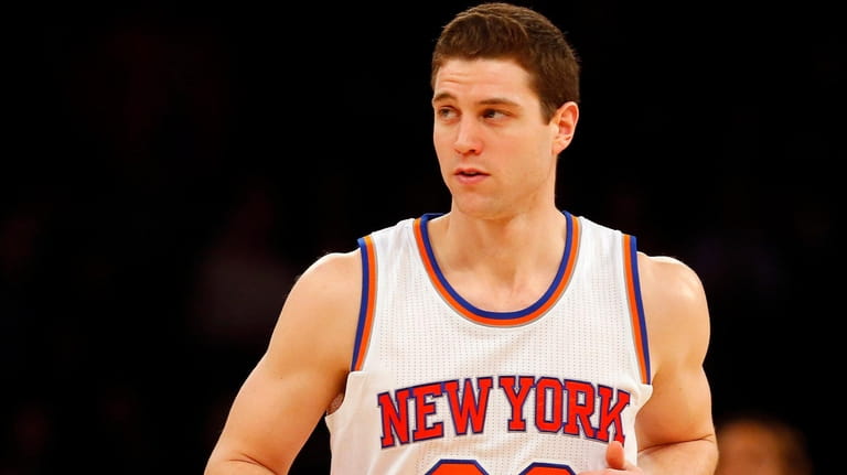 Jimmer Fredette of the New York Knicks enters a game...