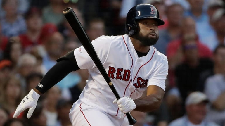 The Red Sox's Jackie Bradley Jr. hits a two-run double...