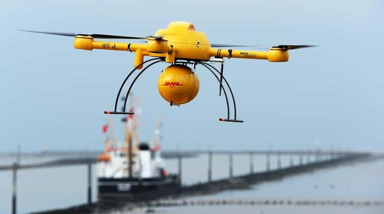 German parcel service DHL's 'Paketkopter' drone delivery service.