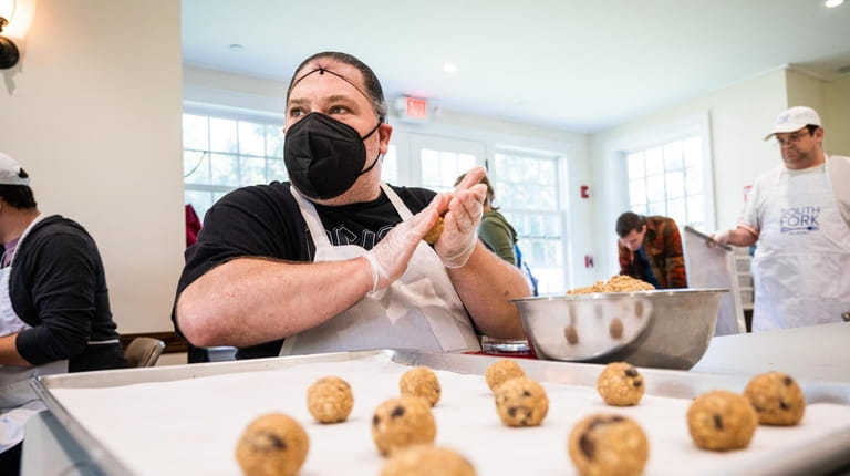 Dietrich Warr of East Hampton prepares cookies for baking at South Fork...