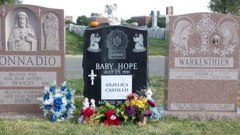 Baby Hope's gravesite at St. Raymond's Cemetery in the Bronx....