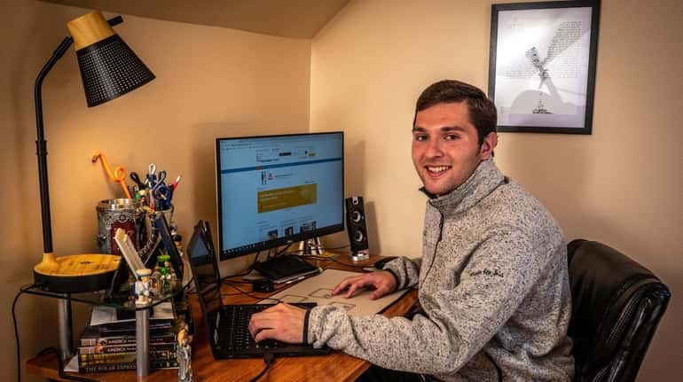 Albertson resident Andrew Jacobson started his job at Northwell Health from home.