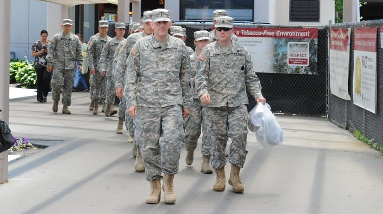 West Point cadets arrive at Stony Brook University Hospital on...