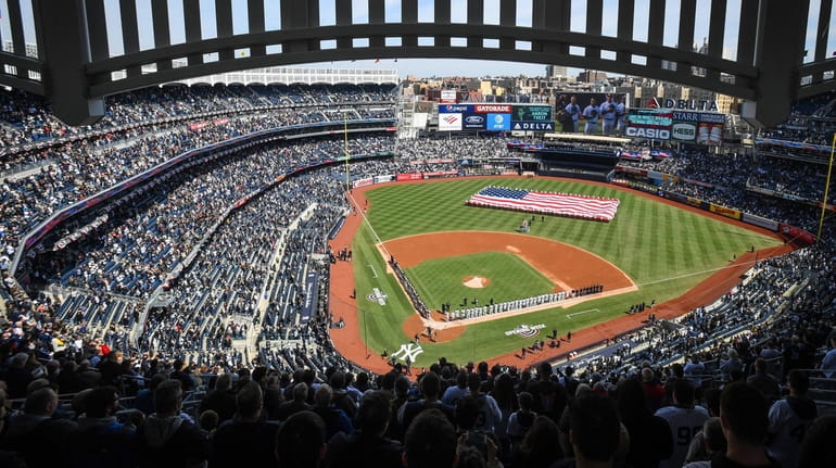 The Yankees and the Orioles line up for Opening Day...