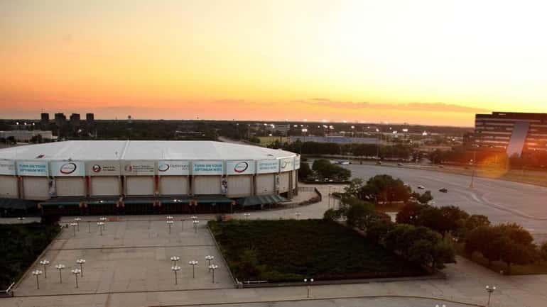 The Nassau Coliseum is seen from the roof of the...