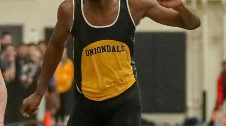 Giordano Williams of Uniondale wins the 55 Meter Dash during...