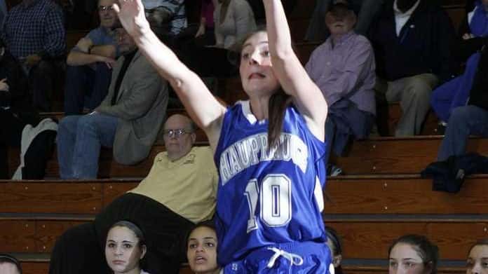 Hauppauge's Julie Williams hits a three-pointer late in the second...