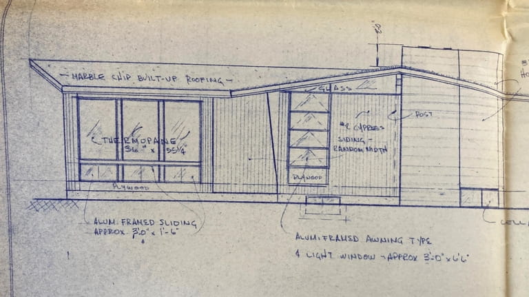 A detail from the blueprints of the home, among the artifacts...