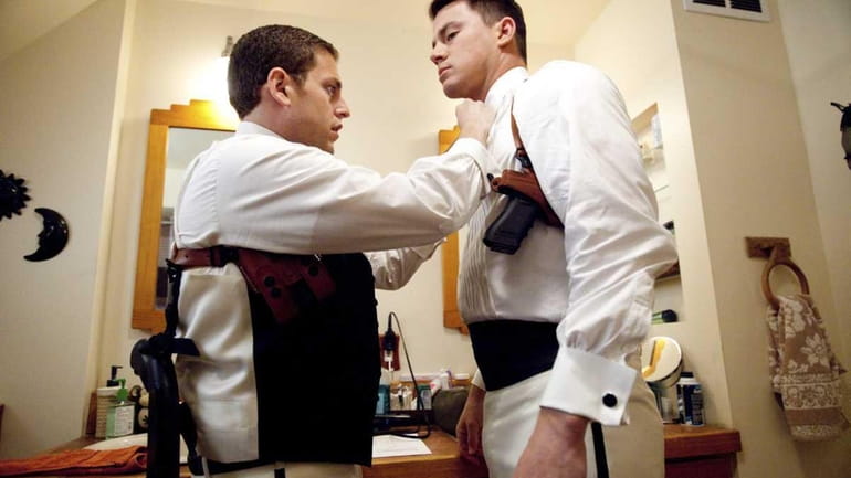 Jonah Hill, left, and Channing Tatum in Columbia Picture's "21...