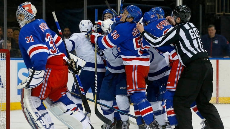 The Rangers and the Lightning mix it up late in...