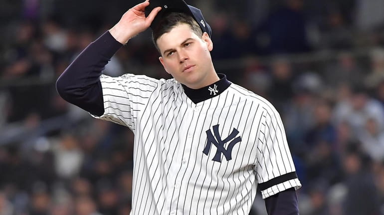 New York Yankees relief pitcher Adam Ottavino in the eighth...