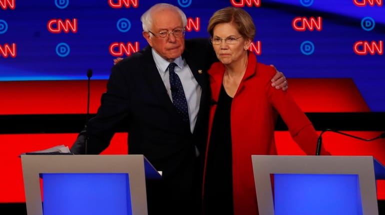 Sen. Bernie Sanders (I-Vt.), and Sen. Elizabeth Warren (D-Mass.), after...