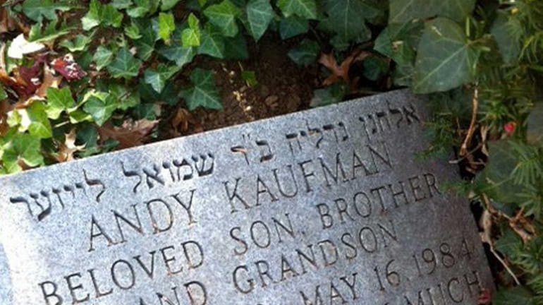 The gravestone of Andy Kaufman at the Beth David Cemetery...