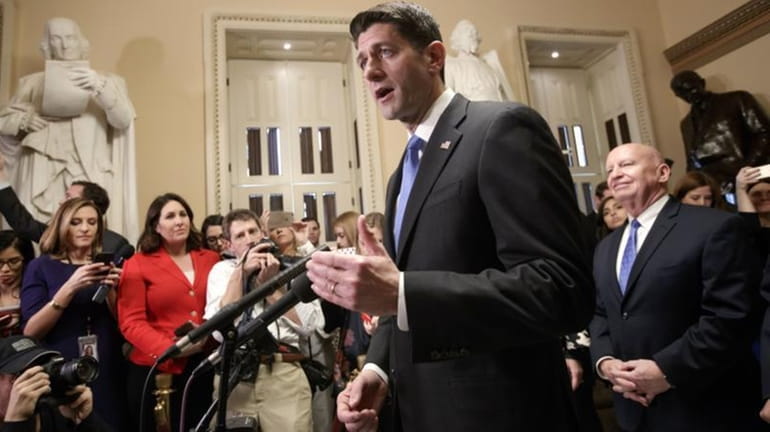 Speaker of the House Paul Ryan, R-Wis., joined at right...