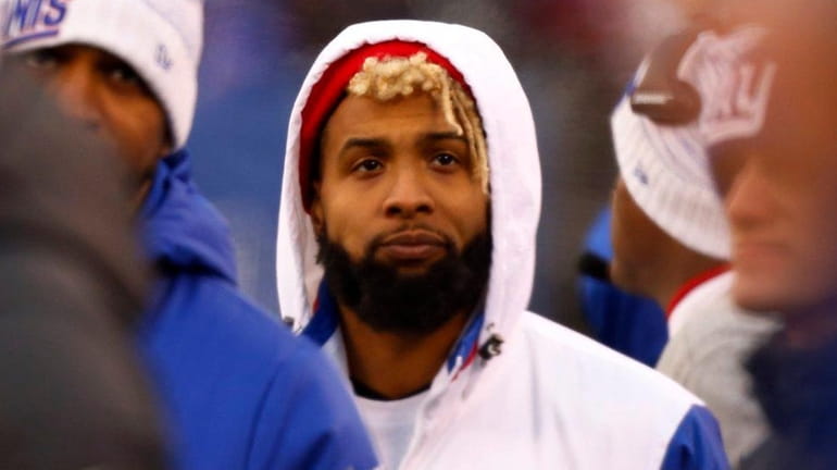 Giants wide receiver Odell Beckham Jr. looks on during a...