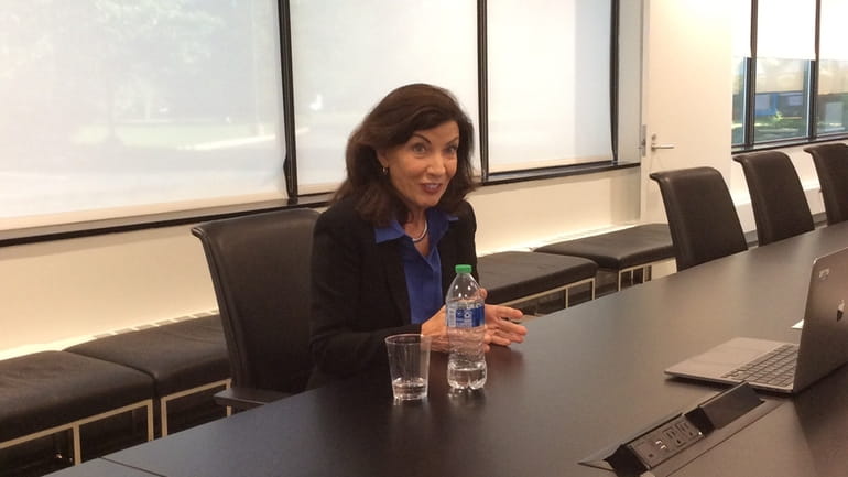 Gov. Kathy Hochul at Newsday's office in Melville.