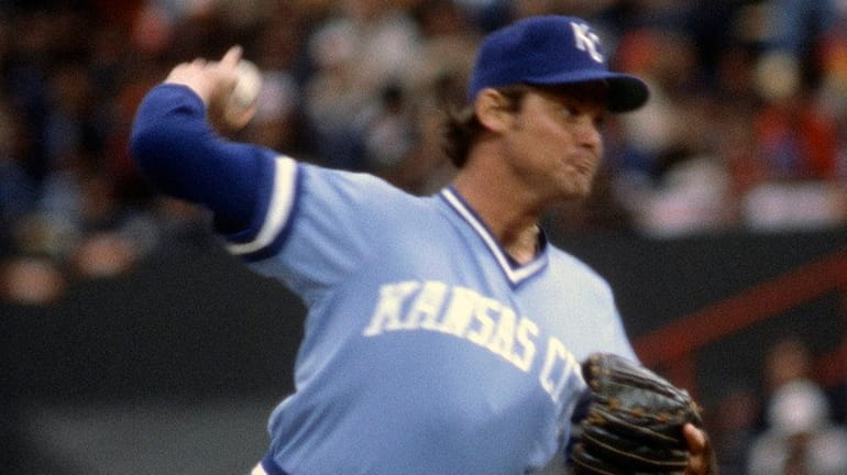 Royals pitcher Steve Busby pitches against the Orioles during a...