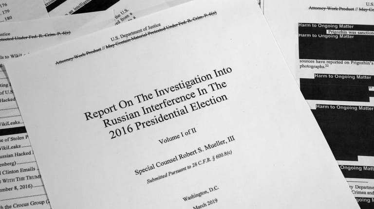 Special counsel Robert Mueller's redacted report on Russian interference in...