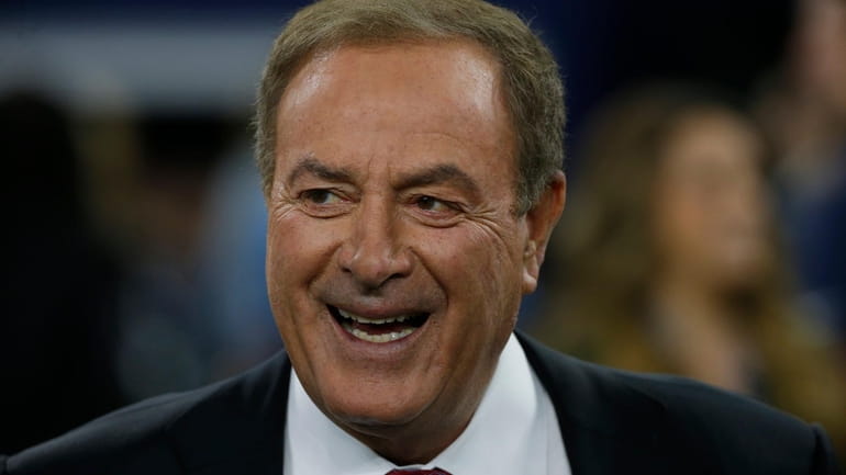 Al Michaels, play-by-play voice for NBC's Sunday Night Football, looks...