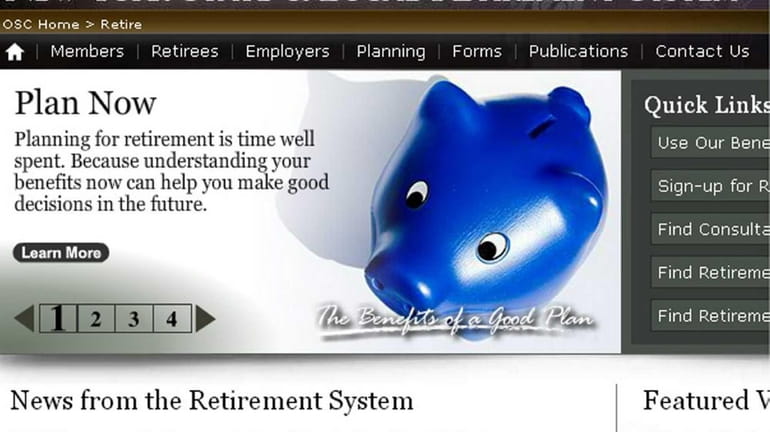 Screen grab from New York State Pension System website in...