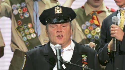 NYPD Officer Steven McDonald recites the Pledge of Allegiance before...