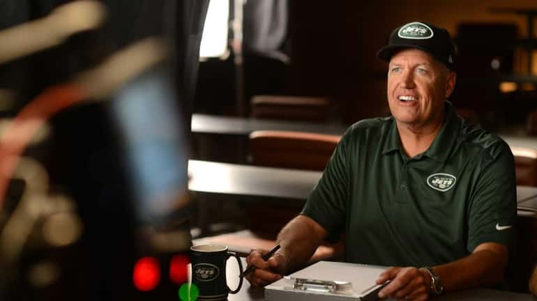 Jets coach Rex Ryan on set of a commercial for...