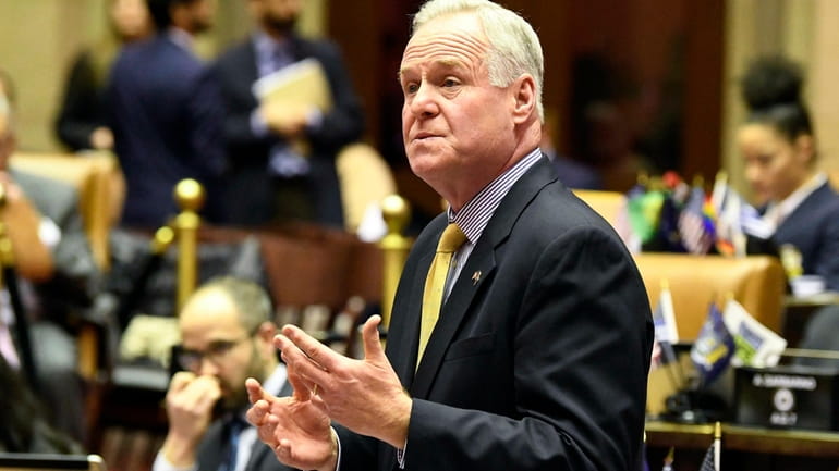 Assemblyman Michael Fitzpatrick, R-Smithtown, explains his vote against the Child...