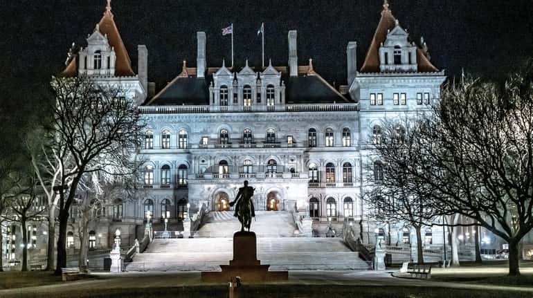 Exterior view of New York State Capital building in Albany,...