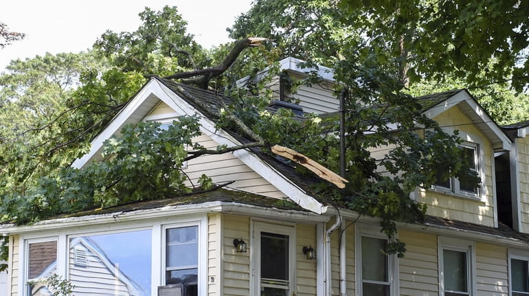 Tree branches fell on a home on Cherry Avenue in...