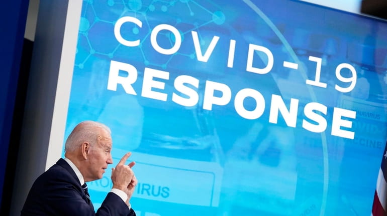President Joe Biden speaks about the government's COVID-19 response, Thursday,...