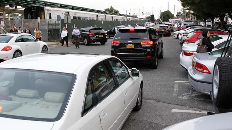 The commuter parking lot at the Port Washington LIRR station...