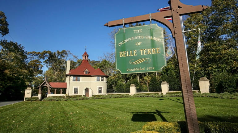 The gatehouse at the entrance to the Village of Belle Terre