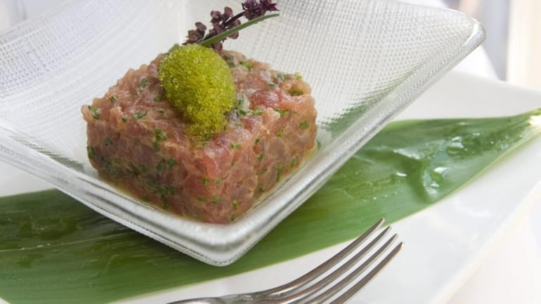 The tuna tartare is served at the Stone Creek Inn...