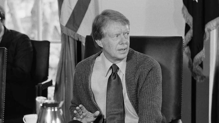 In 1977, President Jimmy Carter wore a sweater and urged...