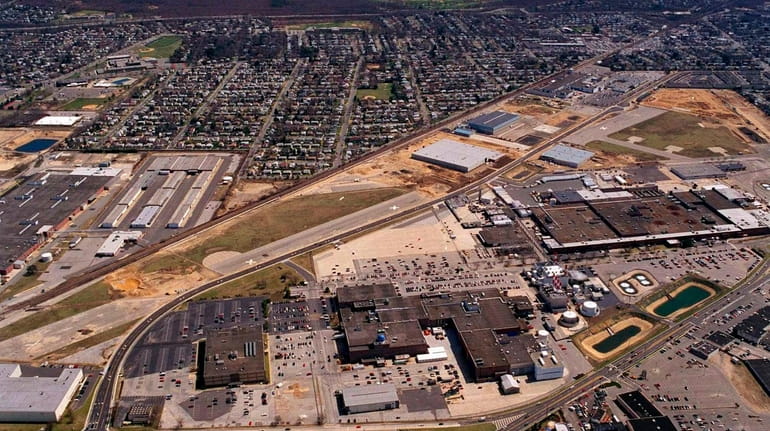 An aerial view of the Northrup Grumman site in Bethpage...