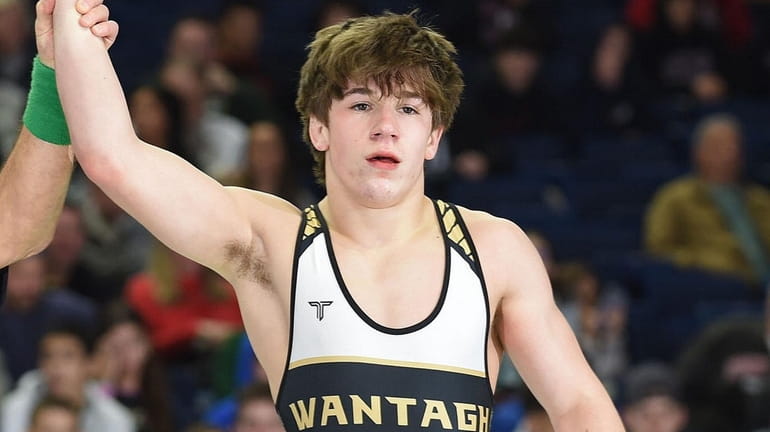 Anthony Clem of Wantagh after winning the 118 pound match...
