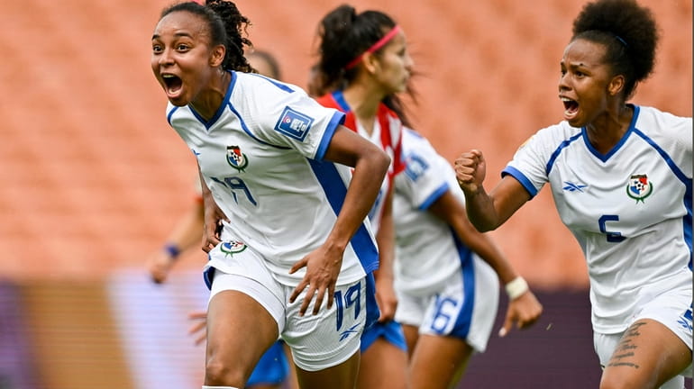 Lineth Cedeno of Panama celebrates after scoring her team's goal...