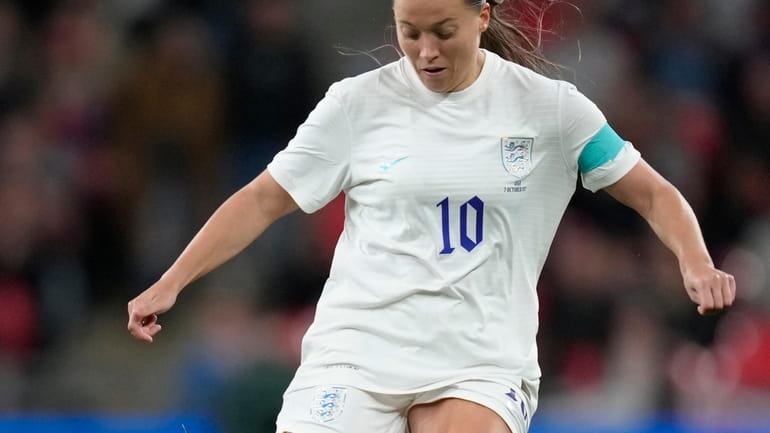 England's Fran Kirby plays the ball during the women's friendly...