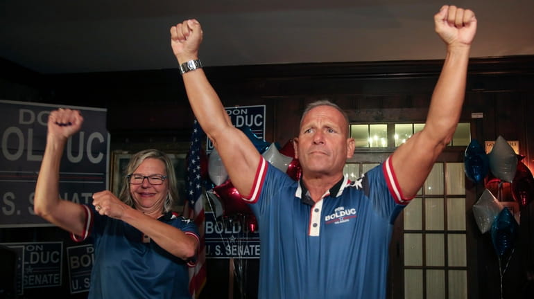 Republican Don Bolduc, U.S. Senate candidate from New Hampshire, and his wife Sharon in...