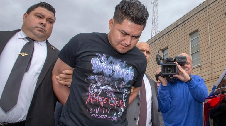 Ever Martinez-Reyes outside Nassau County police headquarters on Oct. 6, 2018, was...