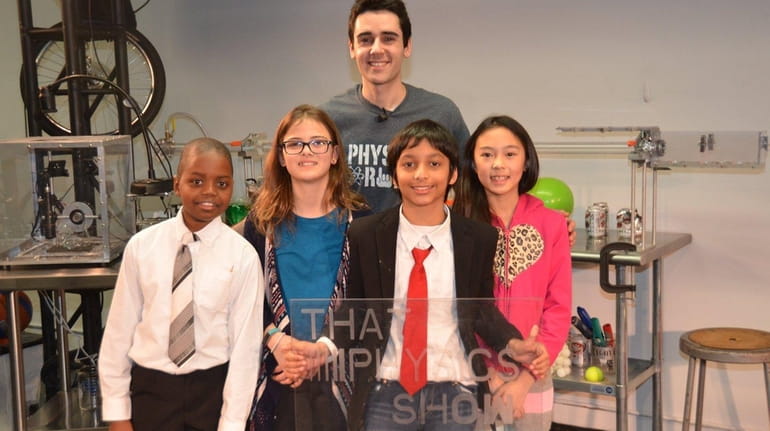 "That Physics Show" star Andrew Yolleck with Kidsday reporters, from...