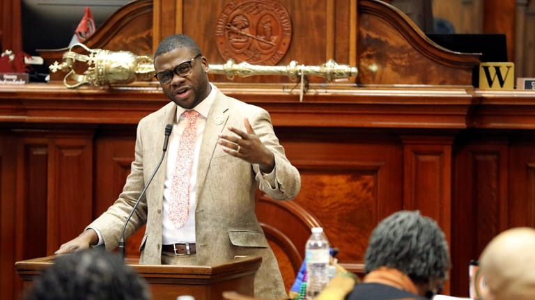 South Carolina state Rep. Kambrell Garvin, D-Blythewood, speaks during a...