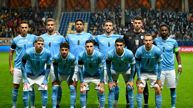 Israel players pose ahead of the Euro 2024 group I...