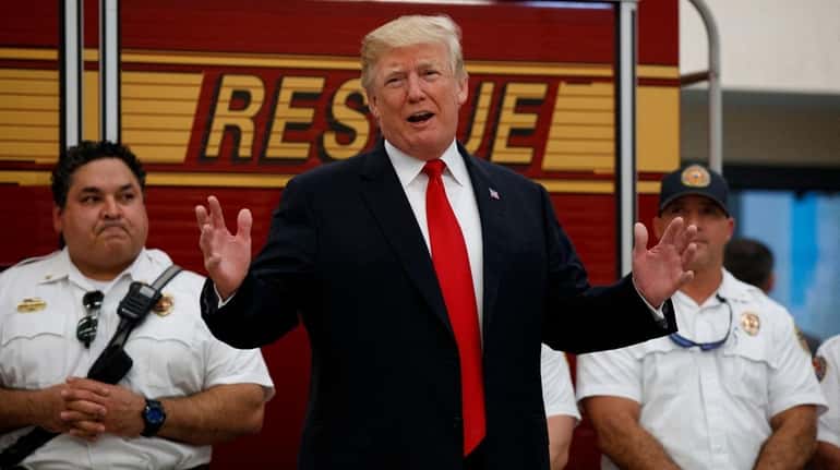 President Donald Trump speaks to first responders at West Palm...