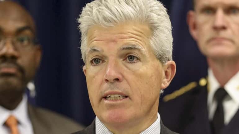 Suffolk County Executive Steve Bellone speaks at a news conference in March....