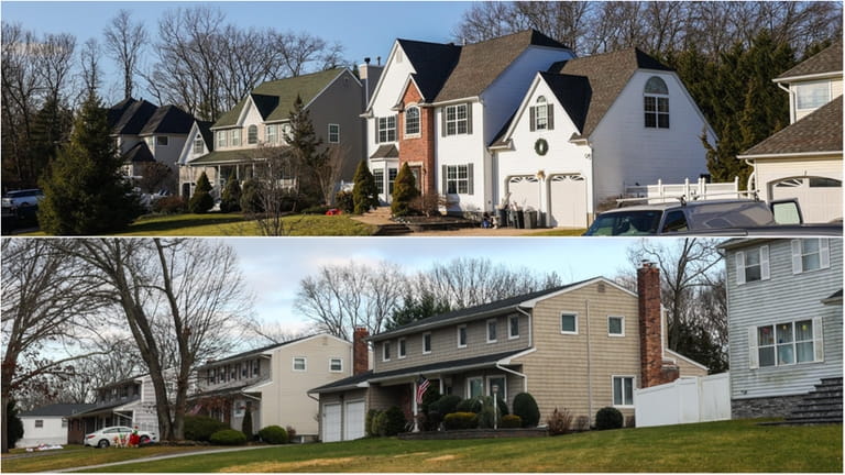 Homes along Cypress Court, top, and Oakside Road in Smithtown.