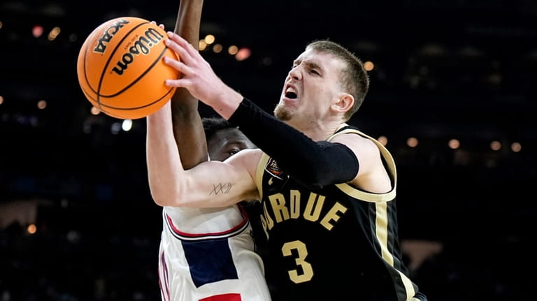 Purdue guard Braden Smith (3) shoots against UConn during the...