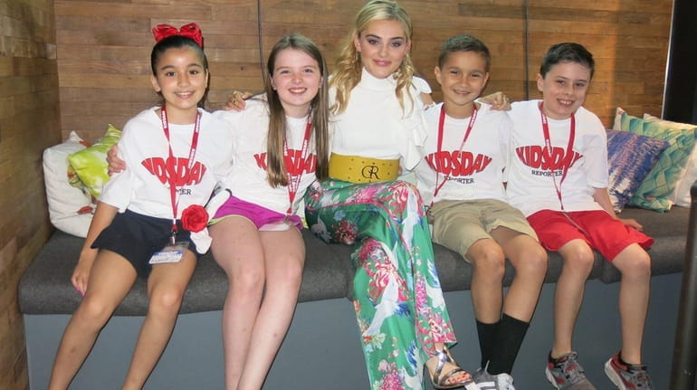 Actress Meg Donnelly with Kidsday reporters, from left, Sophia Bokhari,...